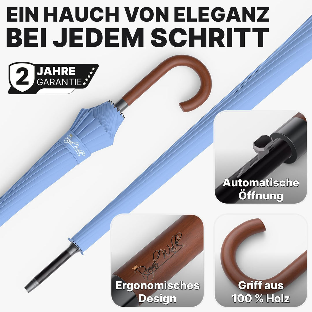 Royal Walk Regenschirm Gross Sturmfest Golf Schirm XXL Stabiler Stockschirm | Grosser Regenschirm fü