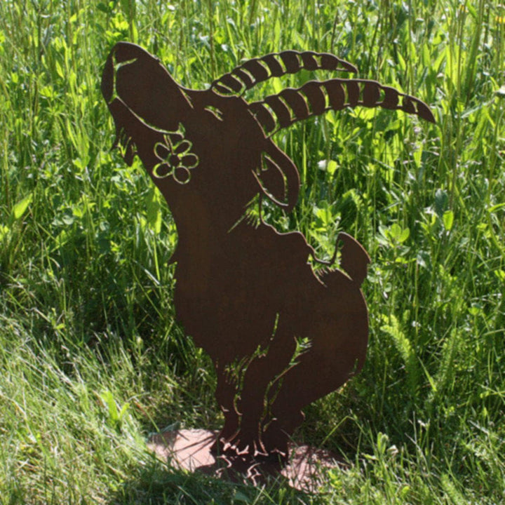 Ferrum Art Design Steinbock auf Platte Rostfigur M ca. 39 cm H