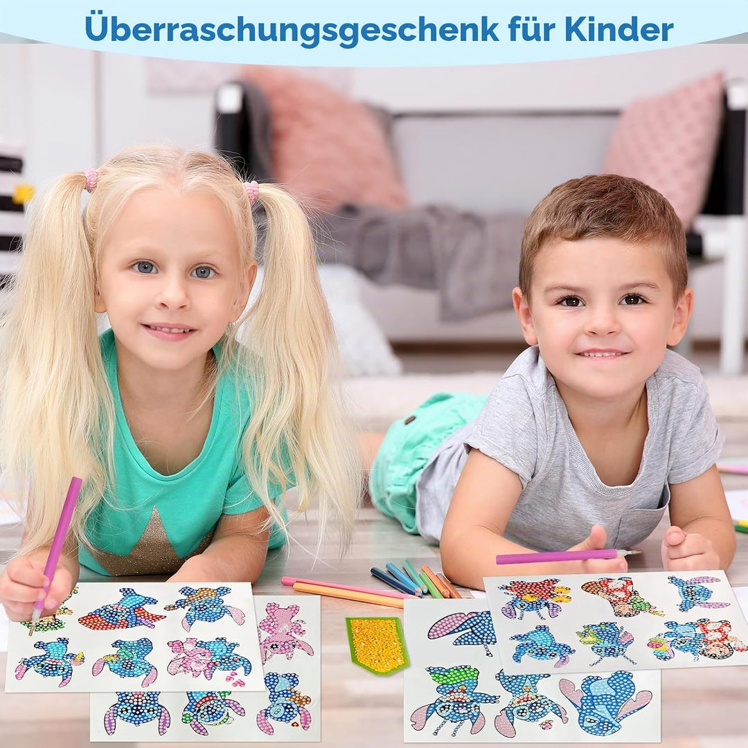 COQOYO Diamond Painting Kinder Sticker Set, 27pcs 5D Diamantmalerei Bilder, Cartoon Mini Diamant Mos