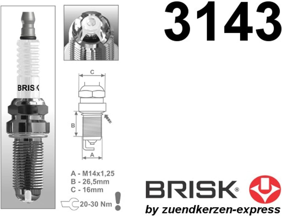 BRISK Premium Racing EOR15LGS 3143 Zündkerzen, 4 Stück, 4 Stück