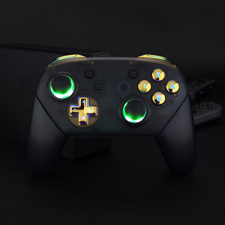 eXtremeRate DTFS LED Tasten Set für Switch pro Controller, 9 Farb-Modi 6 Separat-Tasten-Bereiche Con