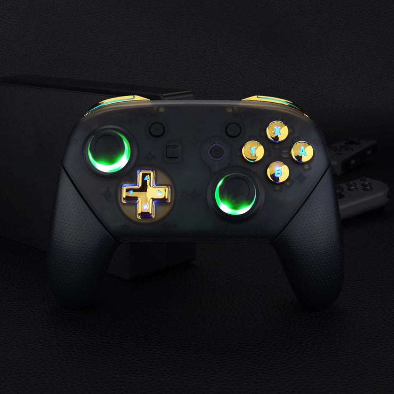 eXtremeRate DTFS LED Tasten Set für Switch pro Controller, 9 Farb-Modi 6 Separat-Tasten-Bereiche Con