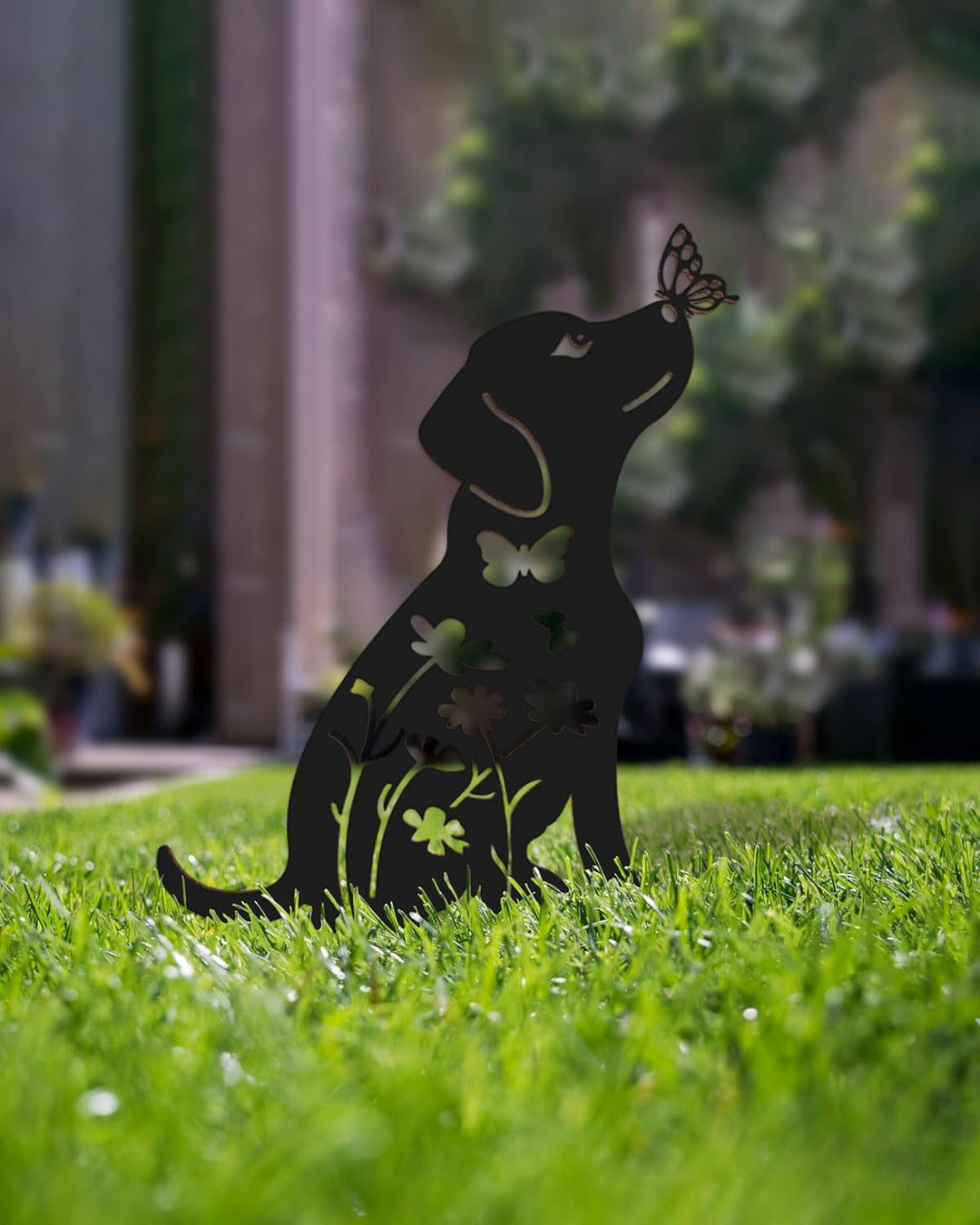 Gartenstecker (35x50 cm) - Metall Hund - Rostfiguren für den Garten - Rostige Tiere - Dekorative Tie