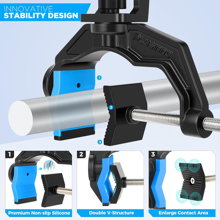 PLUSINNO Angelrutenhalter für Boote, mit vergrösserter Klemme, innovatives doppeltes V-Design, passe