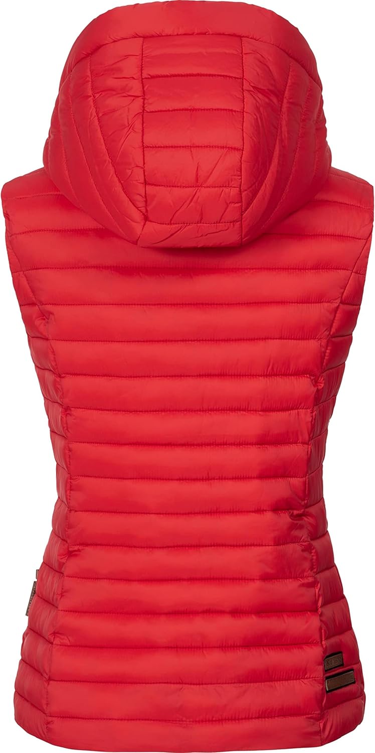 Navahoo Damen Übergangsjacke leichte Steppweste mit Abnehmbarer Kapuze Shadaa XS-3XL XS Rot, XS Rot