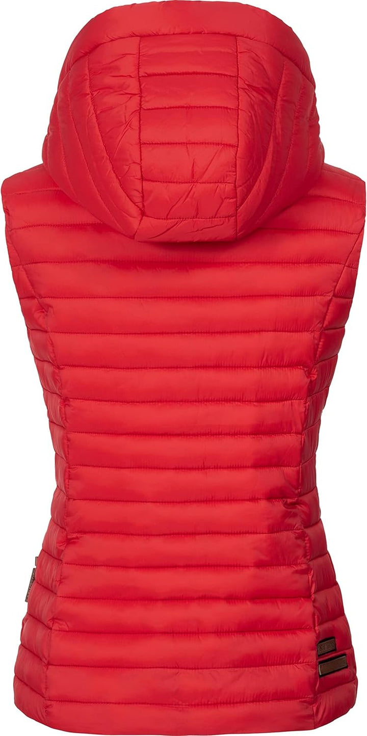 Navahoo Damen Übergangsjacke leichte Steppweste mit Abnehmbarer Kapuze Shadaa XS-3XL XS Rot, XS Rot