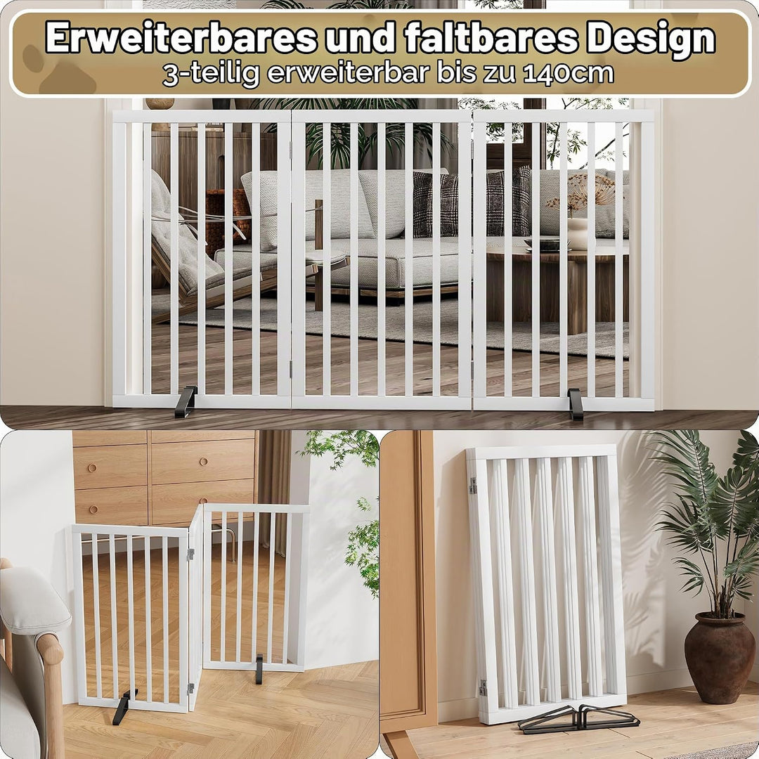 Freistehendes Hundegitter, Faltbares Hundebarriere für Tür,Treppen,Flur,Küche &amp; Schlafzimmer, Freist