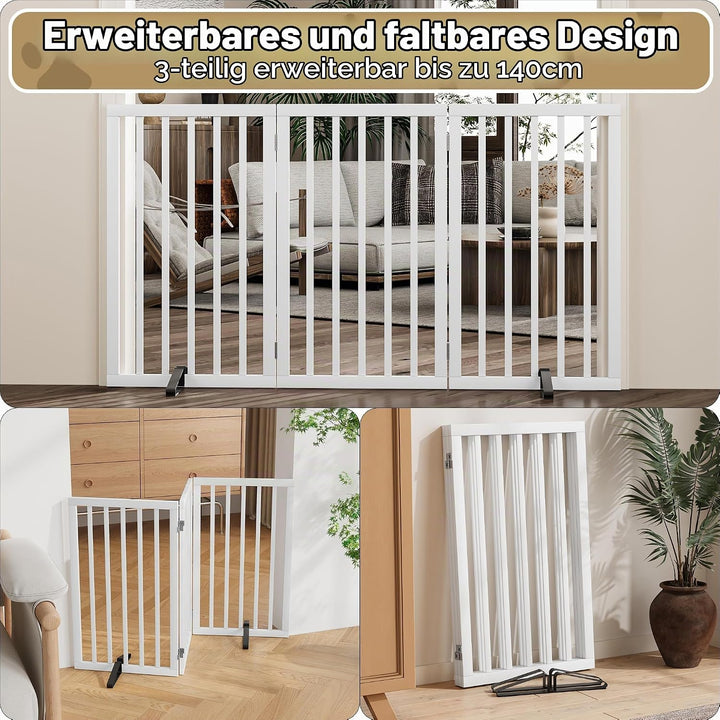 Freistehendes Hundegitter, Faltbares Hundebarriere für Tür,Treppen,Flur,Küche &amp; Schlafzimmer, Freist