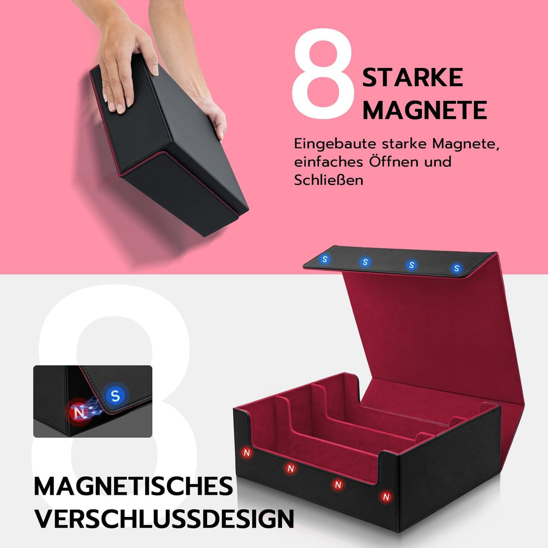 Card Deck Box for MTG, Gathering Kartenbox für 1800+ Karten mit Trennwänden,PU Leder Starkes Magneti