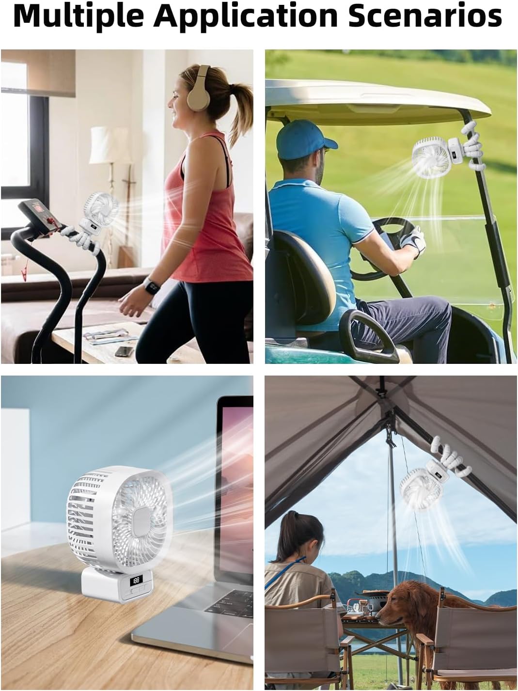 Tragbarer Ventilator Kinderwagen mit 10000mAh, 270° Drehung Ventilator Klein mit 3 Geschwindigkeiten