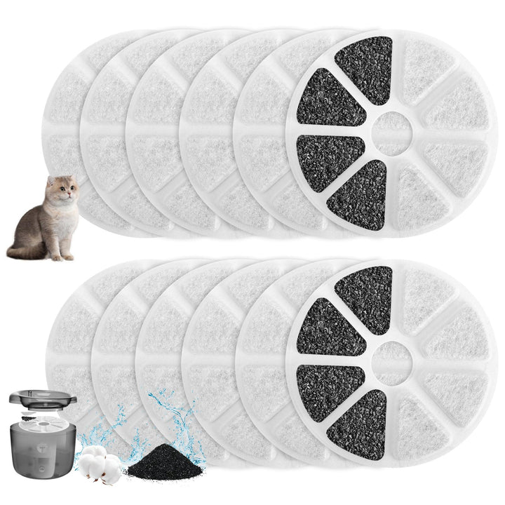 12 Stück Katzenbrunnen Filter für Philips PAW3210/02 Trinkbrunnen,Dreifaches Filtersysteme Aktivkohl