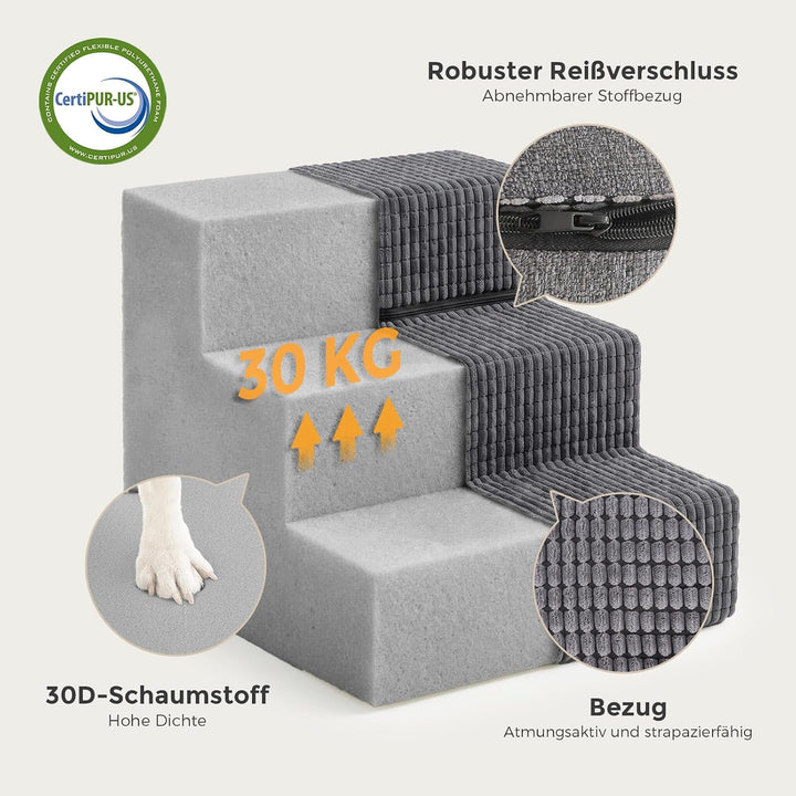 Sytopia Hundetreppe 40 cm hoch 3 Stufen, Hundetreppe für Bett und Sofa für Kleine Hunde, Haustiertre
