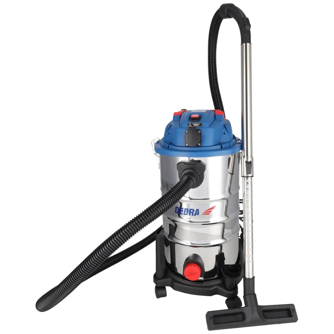 Dedra Nass- und Trockensauger mit Rüttelfilter, 1600 W, 30 l Behälter, Teleskop-Metallrohr, Saugleis
