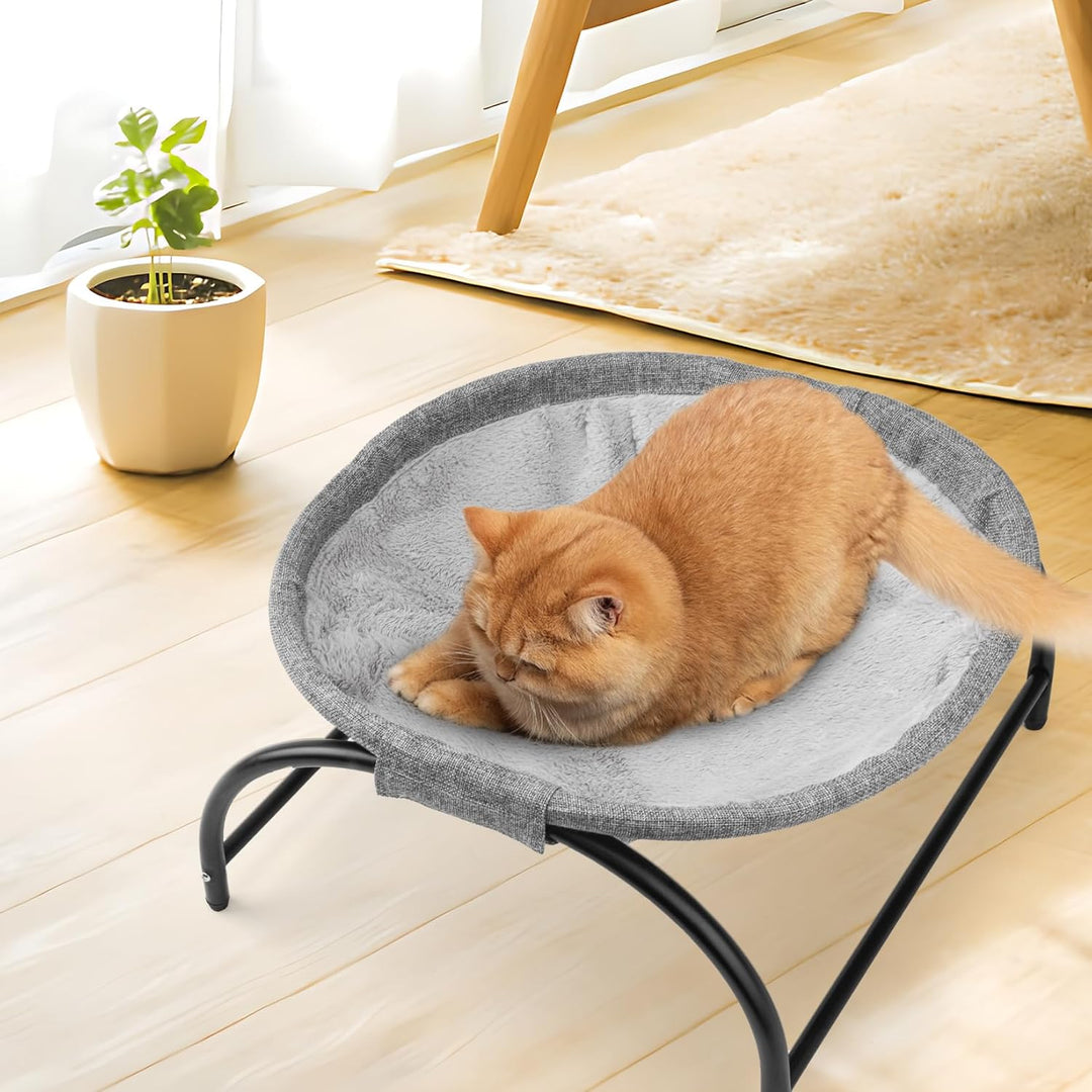 LIFLIX Katzenhängematte Outdoor, Erhöhter Katzenbett mit abnehmbarem, Waschbarem Plüsch, Stehend Hän