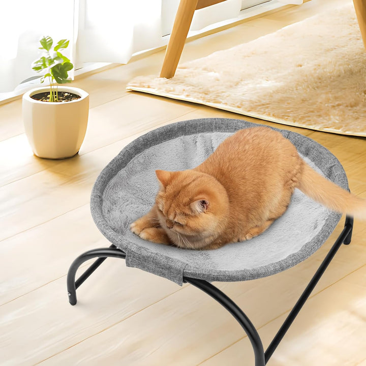 LIFLIX Katzenhängematte Outdoor, Erhöhter Katzenbett mit abnehmbarem, Waschbarem Plüsch, Stehend Hän
