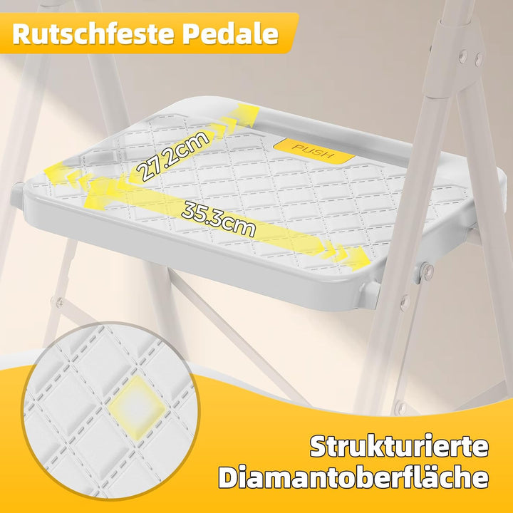 KINGRACK Trittleiter 3 Stufen Klappbar, haushaltsleiter Klapptritt 3 Stufen, Leiter mit Sicherheitss