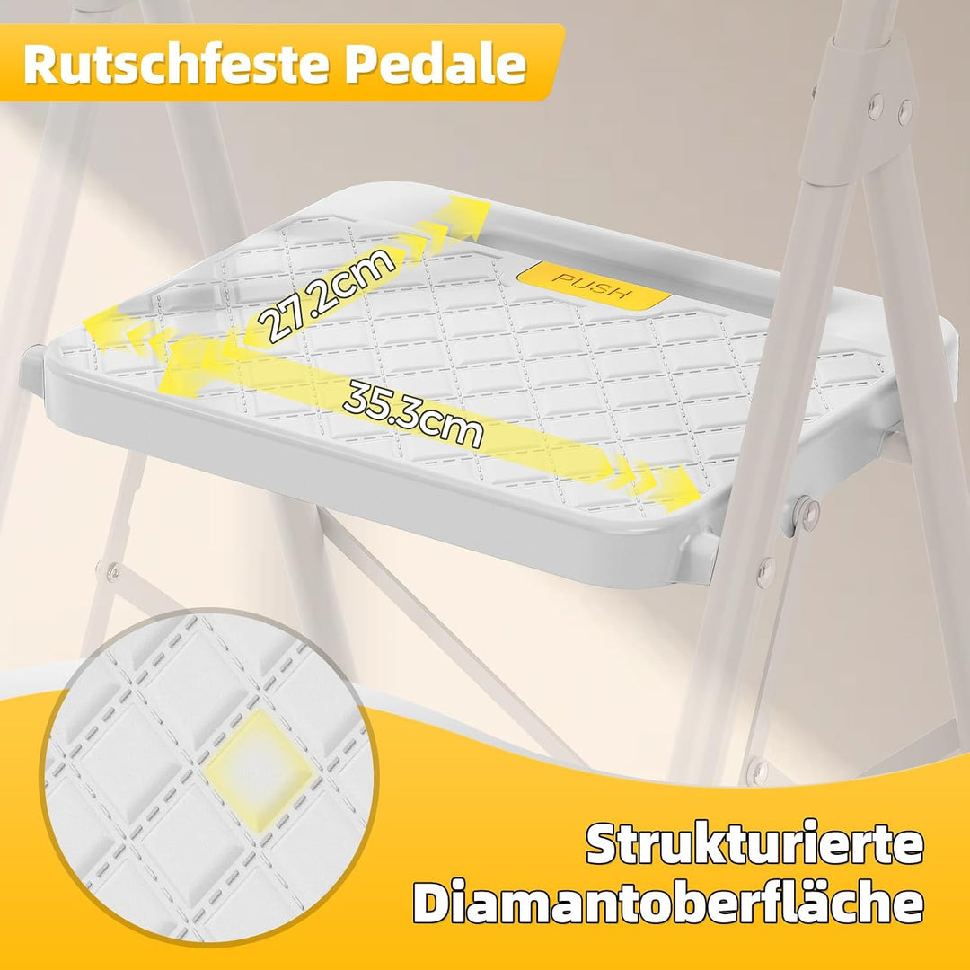 KINGRACK Trittleiter 4 Stufen Klappbar, Leiter mit Sicherheitsschloss | Haushaltsleiter Klapptritt m