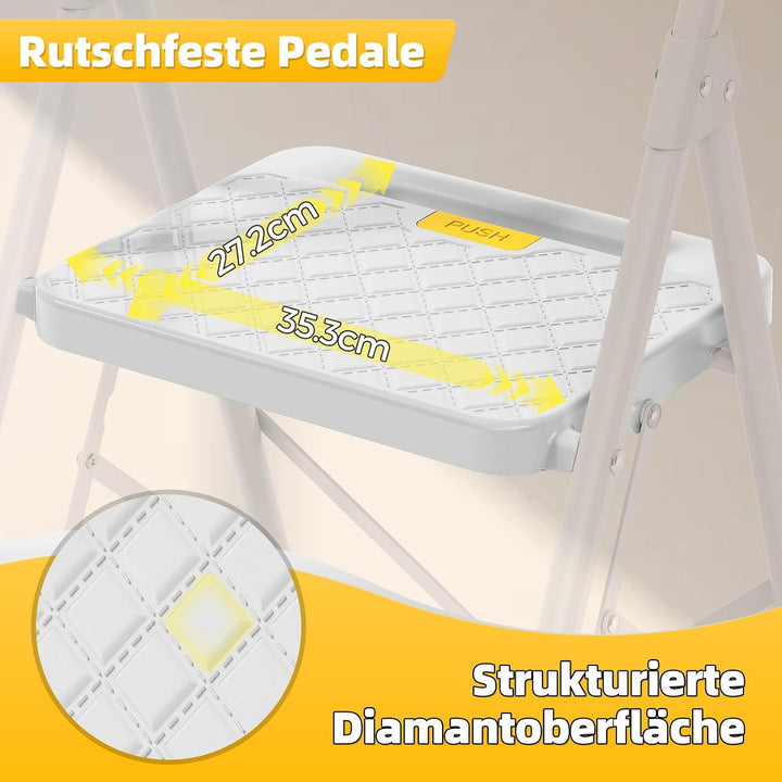 KINGRACK Trittleiter 4 Stufen Klappbar, Leiter mit Sicherheitsschloss | Haushaltsleiter Klapptritt m