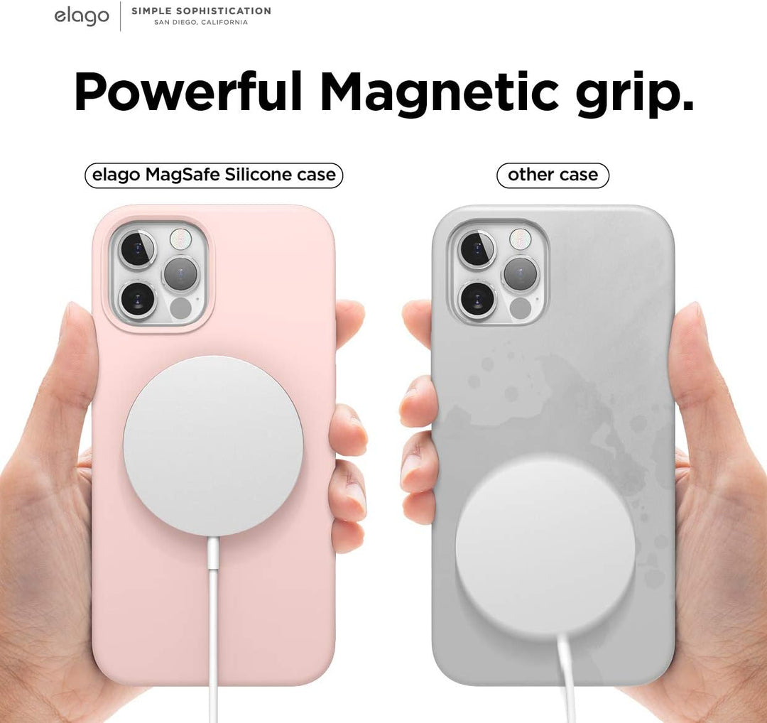 elago Magnetische Silikonhülle, kompatibel mit iPhone 12 und iPhone 12 Pro (6,1 Zoll), eingebaute Ma