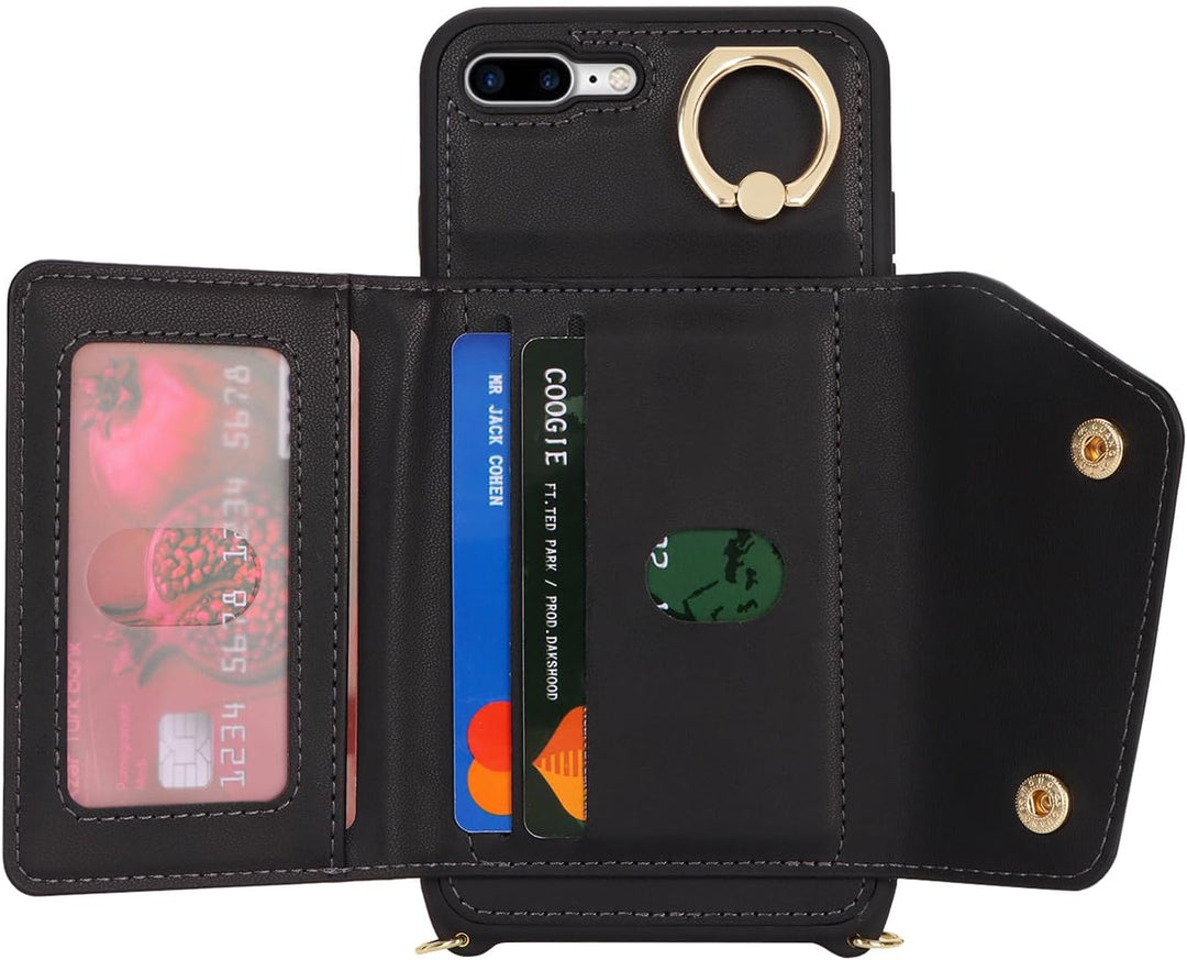 Lipvina Hülle für iPhone 7 Plus/8 Plus Hülle mit Band Kartenhalter handyhülle Hülle für iPhone 7 Plu