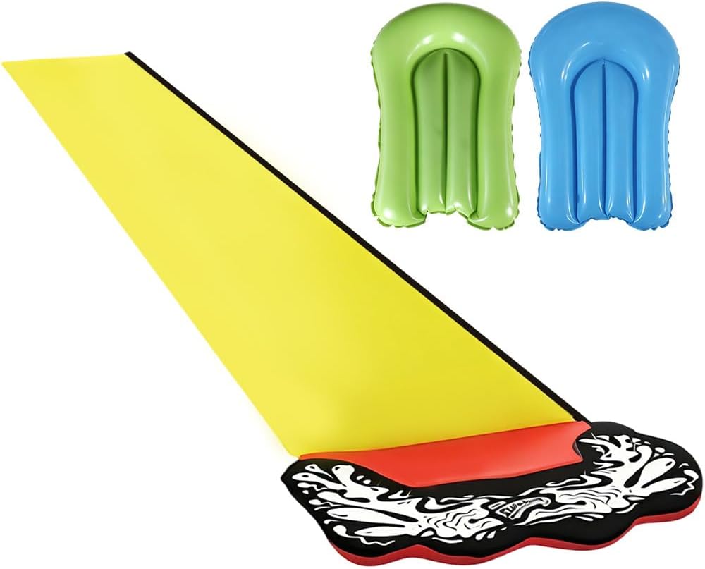 Wasserrutsche Garten für Kinder, 480 * 71cm Wasserrutschmatte mit 2 Bodyboards, Wasserrutsche Kinder