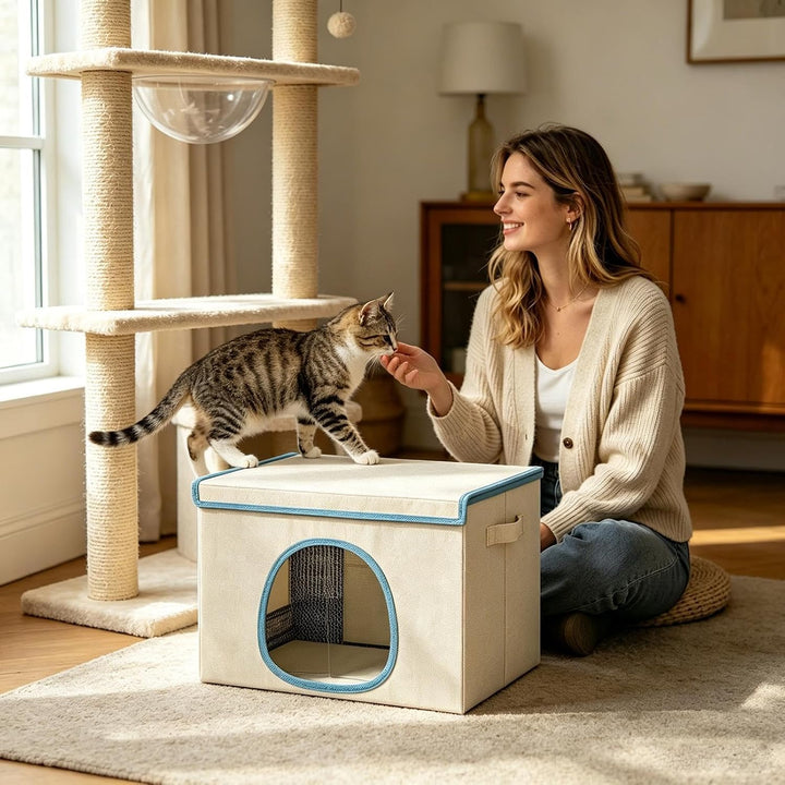 Faltbares Kühlhaus für Katzen &amp; Hunde – mit 6 wiederaufladbaren Kühlpads, Kühlhaus,atmungsaktives un