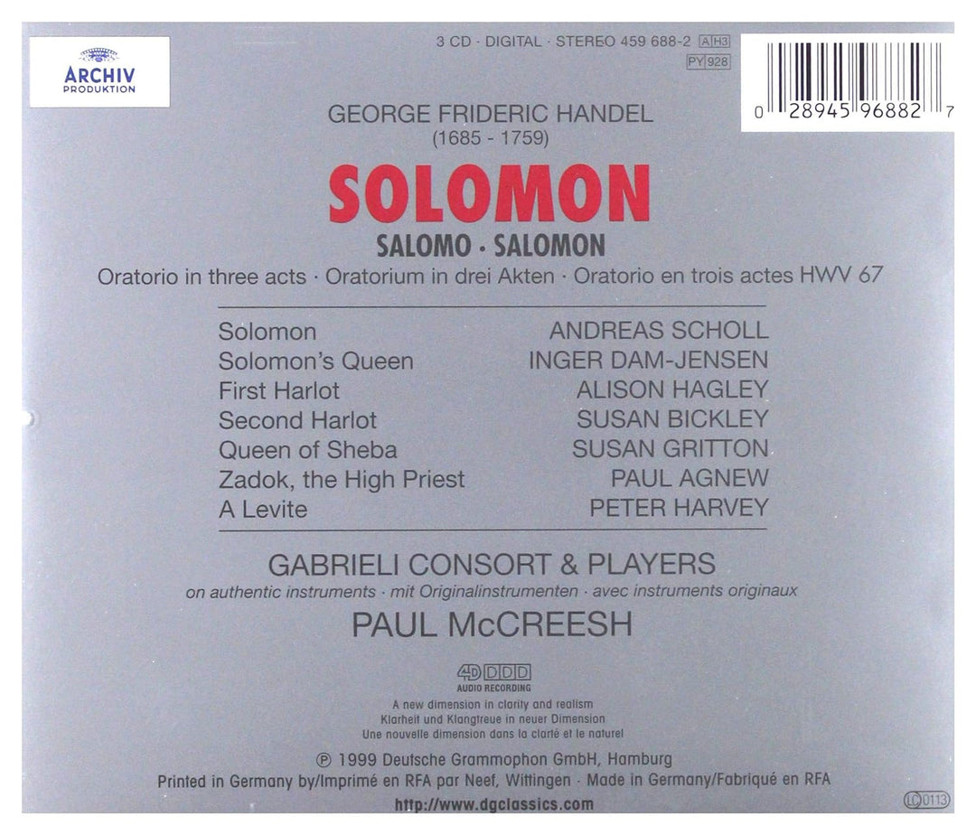 Georg Friedrich Händel: Solomon (Gesamtaufnahme), Audio-CD