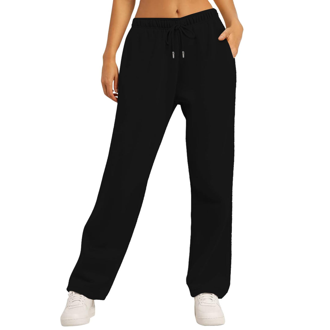 Generisch Pro Hose Damen mit Fleece-Futter, breite, gerade Beinhose, Jogginghose, Joggerhose, Workou