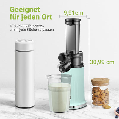 Entsafter AOBOSI-Mini slow juicer mit Rückwärts-Kau-Funktion-saftpresse elektrisch mit Bürste und 2