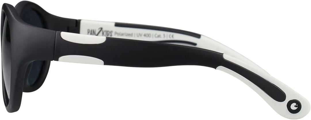 Pan2Kids Kinder-Sonnenbrille, 2-5 Jahre, Panto-Design, UV-Schutz, polarisiert, Black And White