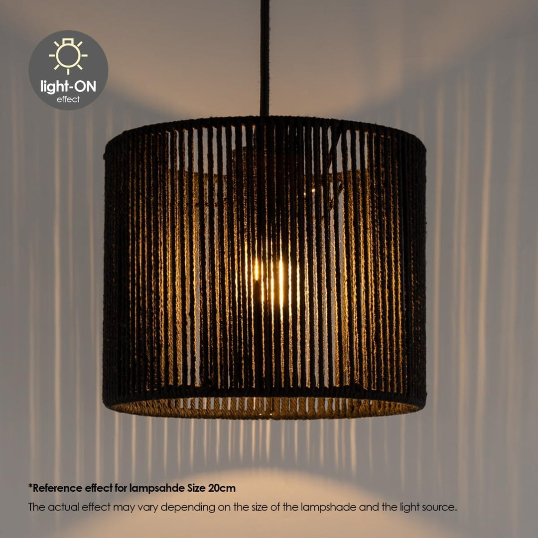 Home Sweet Home Lampenschirm für Wandlampe und Tischlampe | Lampenschirm aus gewebtem Papier Schwarz