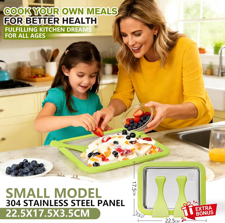 Eiscreme Roller Maker Set Mit 2 Spateln, Instant Eismaschine, Ice Cream Rolls Platte Für Erwachsene