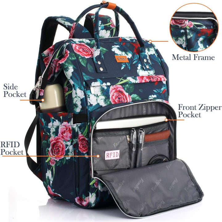 RJEU Rucksack Damen,Schulrucksack Mädchen Teenager mit USB-Ladeanschluss,Laptop Rucksack Schule für