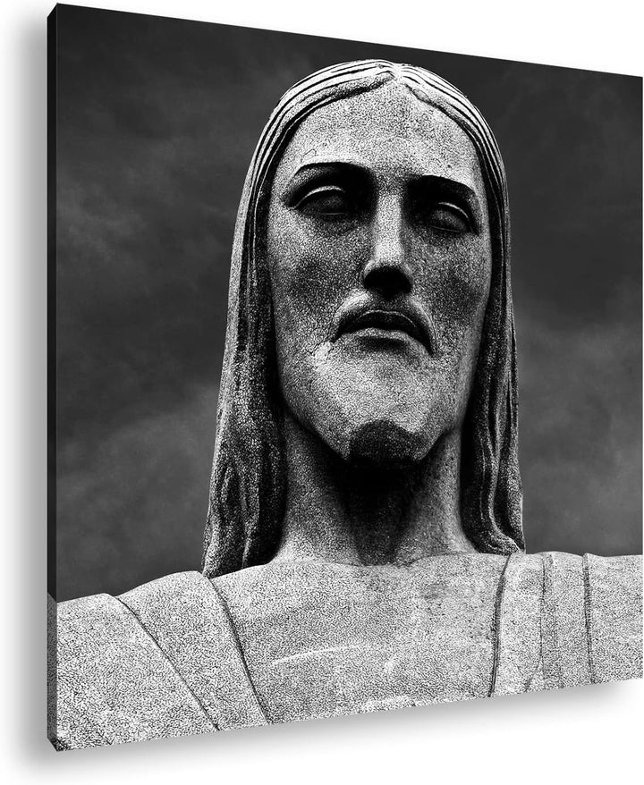 Jesus Statur in Rio de Janeiro Format: 60x60 Effekt:Schwarz&Weiss als Leinwandbild, Motiv fertig ger
