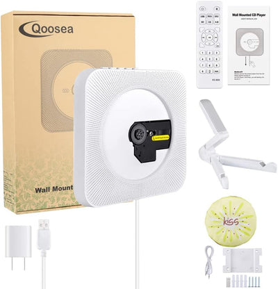 Tragbarer CD Player, Qoosea Wandmontierbar Bluetooth Eingebaute HiFi-Lautsprecher für Kinder, Music