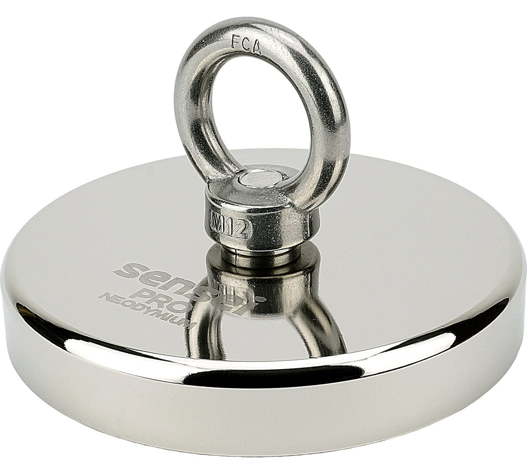 SENSEI Magnet 600 kg, Neodym-Magnet N52 mit Öse oben, Ø12 x H2 cm, sehr starker Neodym-Ösenmagnet fü