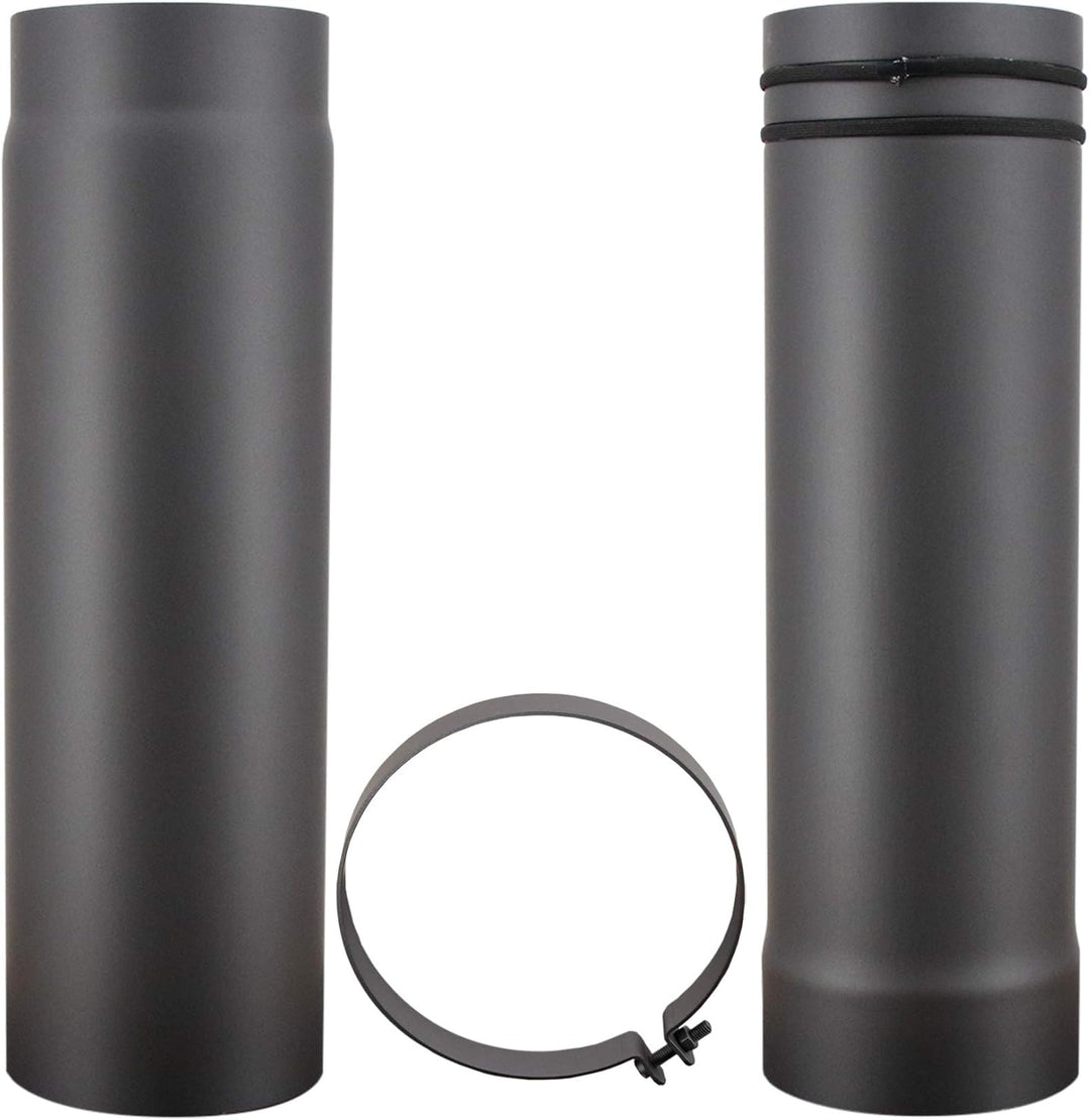 LANZZAS Teleskop Ofenrohr 500-970 mm, im Durchmesser, DN Ø 150 mm, Farbe: gussgrau - weitere Rohre a