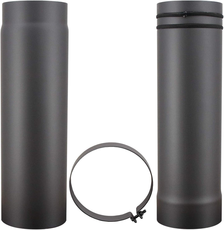 LANZZAS Teleskop Ofenrohr 500-970 mm, im Durchmesser, DN Ø 150 mm, Farbe: gussgrau - weitere Rohre a