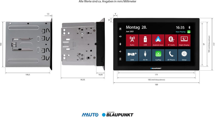 Blaupunkt Rotterdam 600 DAB, 2-DIN Car-Multimedia, 7 Zoll Touchscreen, CarPlay, Android Auto, DAB+,