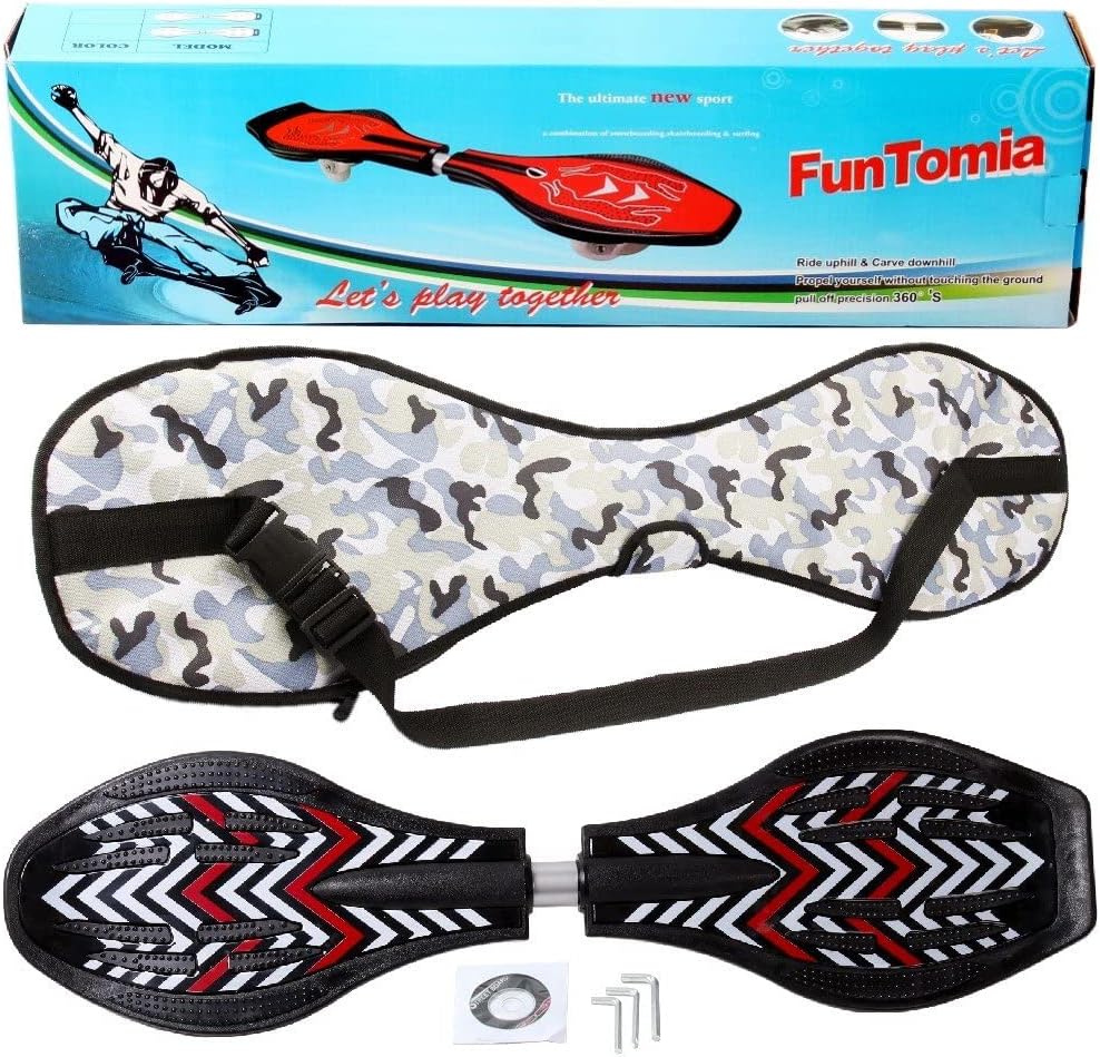 FunTomia Waveboard Original Mach1 Kugellager inkl. Tasche (Verschiedene Farbdesigns) Schwarz /