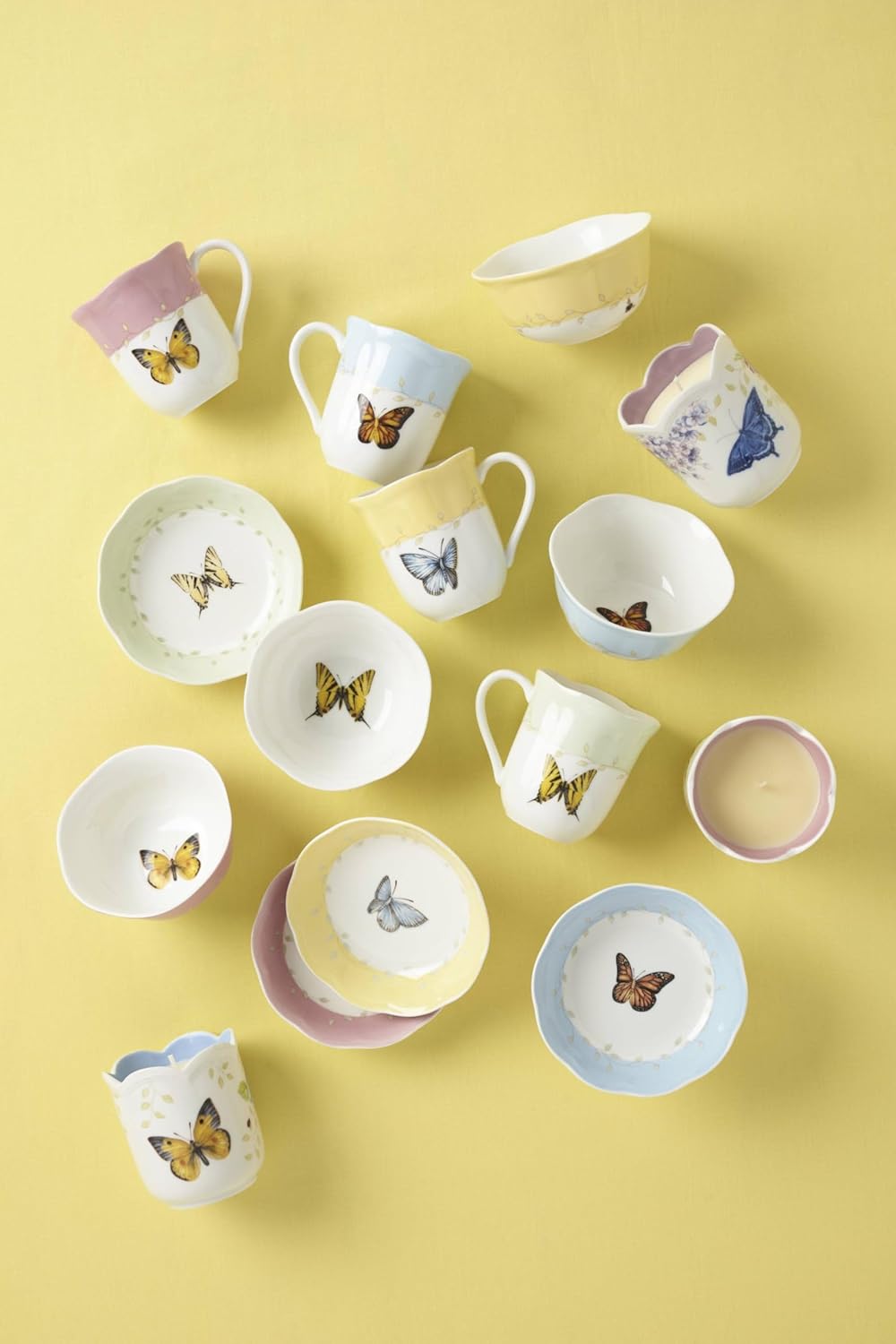 Lenox Tassen-Set mit Schmetterlingswiese, Weiss, 4 Stück, Tasse