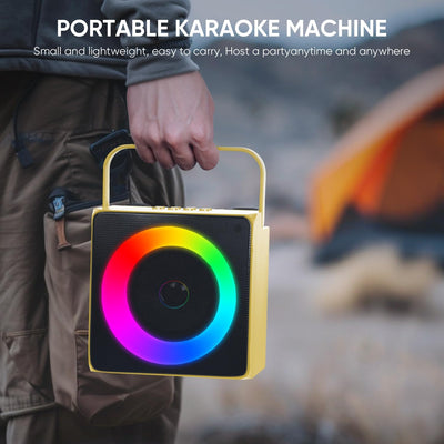 Ankuka Tragbarer Karaoke Maschine, Bluetooth Lautsprecher für Kinder mit 2 kabellosen Mikrofonen, Dy