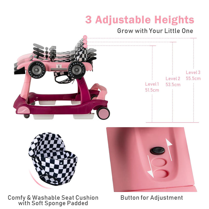 LIFEZEAL 4 in 1 Lauflernhilfe Baby, Höhenverstellbares &amp; Klappbares Babywalker, Baby Gehfrei ab 6 Mo