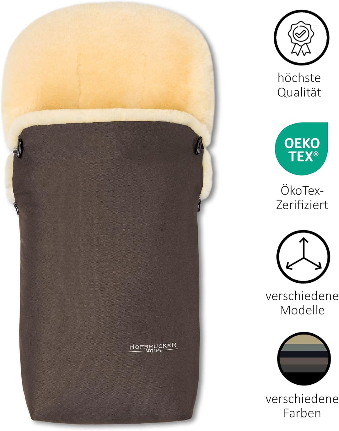 Hofbrucker Lammfell-Fusssack Putzi Kinderwagen, Buggy/Winterfusssack wind- & wasserabweisend/Warmer