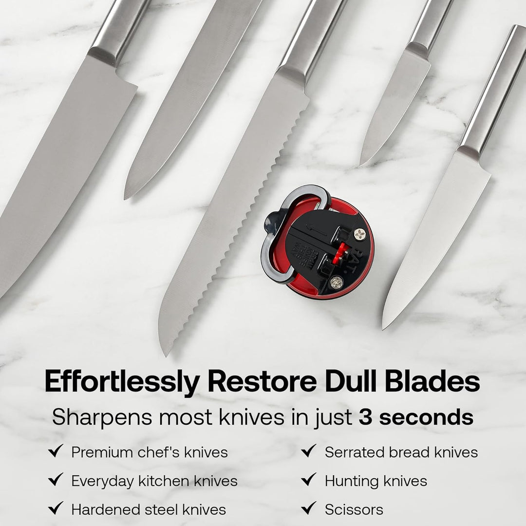 AnySharp Pro Messerschärfer (Metall) mit Saugnapf (Rot), ASKSPROMRED, Rot