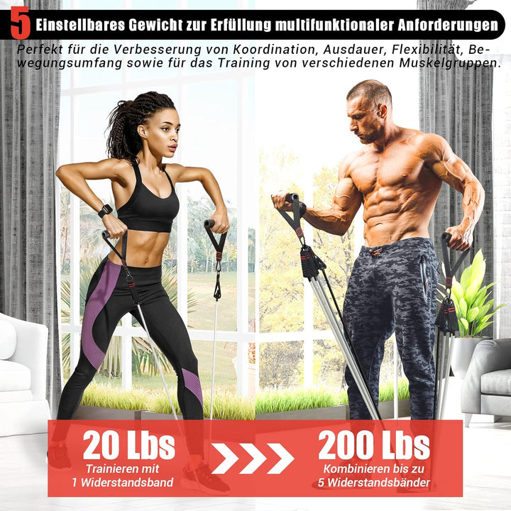 Resistance Bands Widerstandsbänder Set, 5 Fitnessbänder Expander Tube Bands, Fitnessband mit Grossem
