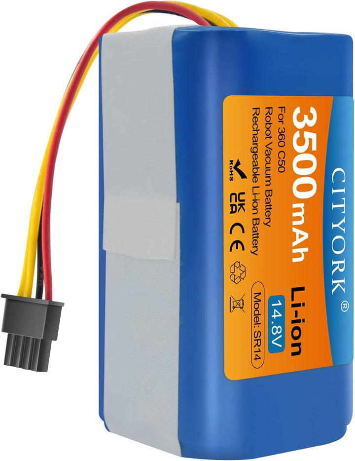 CITYORK 14.8V 3500mAh Ersatz-Akku Li-ion Akku kompatibel mit 360 C50, AIRROBO P10, TCL S1 / S15 / S1