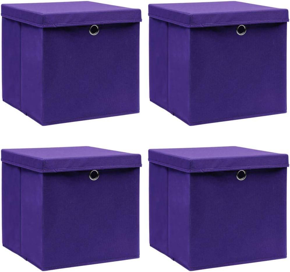 WIFESE 4 Stück Aufbewahrungsbox Mit Deckel 32X32X32 cm Faltbox Mit Fingerloch Storage Boxes Faltbare