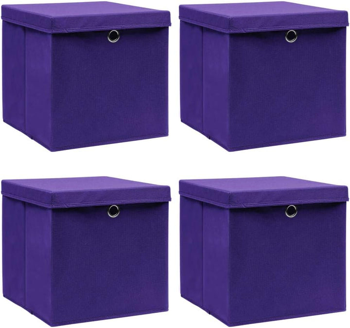 WIFESE 4 Stück Aufbewahrungsbox Mit Deckel 32X32X32 cm Faltbox Mit Fingerloch Storage Boxes Faltbare