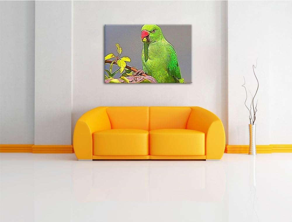 schöner Halsbandsittich beim Essen NewArt Format: 100x70 cm auf Leinwand, XXL riesige Bilder fertig